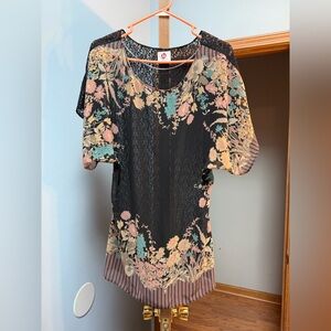 Free People Black Lace Top